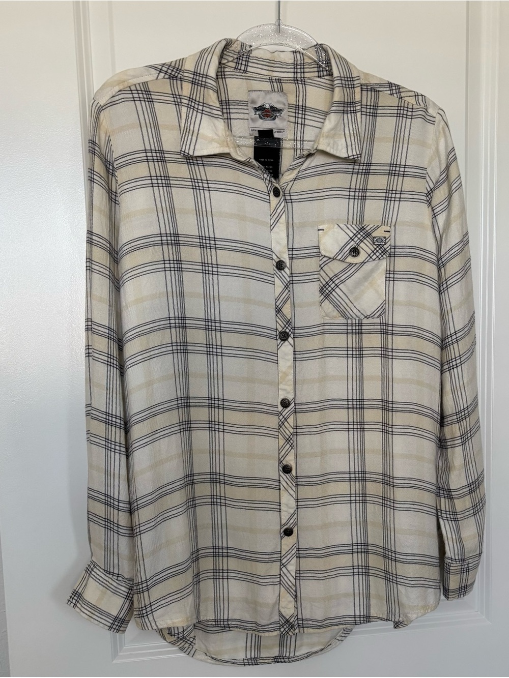 Harley-Davidson Women’s L Plaid Rayon Button Down Shirt 96128-13VW